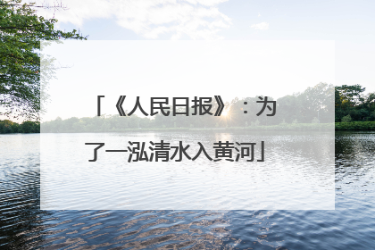 《人民日报》：为了一泓清水入黄河