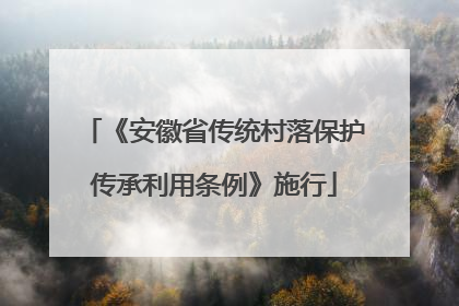 《安徽省传统村落保护传承利用条例》施行