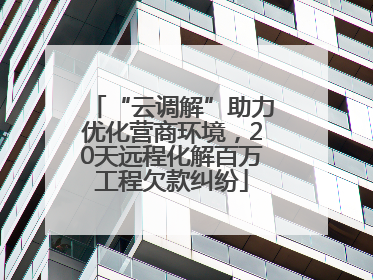 “云调解”助力优化营商环境，20天远程化解百万工程欠款纠纷