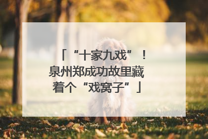 “十家九戏”！泉州郑成功故里藏着个“戏窝子”