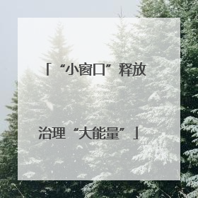 “小窗口”释放治理“大能量”