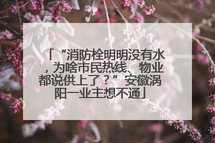 “消防栓明明没有水，为啥市民热线、物业都说供上了？”安徽涡阳一业主想不通