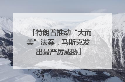 特朗普推动“大而美”法案，马斯克发出最严厉威胁
