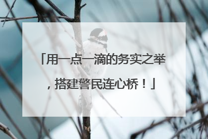 用一点一滴的务实之举，搭建警民连心桥！