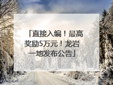 直接入编！最高奖励5万元！龙岩一地发布公告