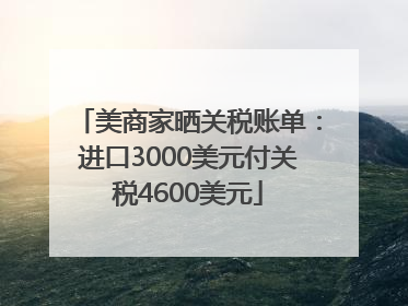 美商家晒关税账单：进口3000美元付关税4600美元