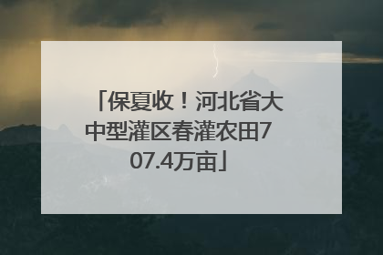 保夏收！河北省大中型灌区春灌农田707.4万亩