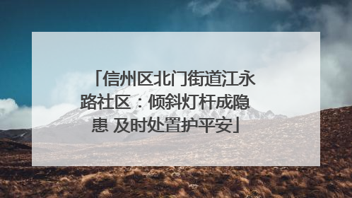 信州区北门街道江永路社区：倾斜灯杆成隐患 及时处置护平安