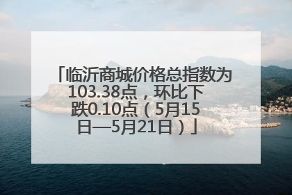 临沂商城价格总指数为103.38点，环比下跌0.10点（5月15日—5月21日）