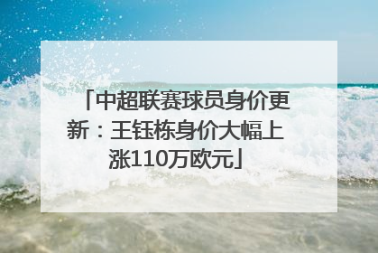 中超联赛球员身价更新：王钰栋身价大幅上涨110万欧元
