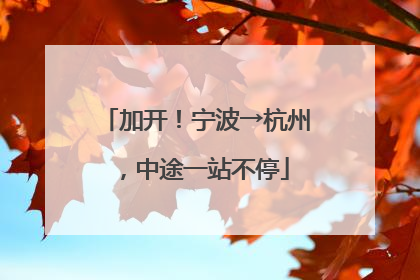 加开！宁波→杭州，中途一站不停