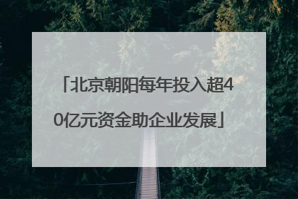 北京朝阳每年投入超40亿元资金助企业发展