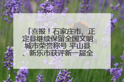 喜报！石家庄市、正定县继续保留全国文明城市荣誉称号 平山县、新乐市获评新一届全国文明城市