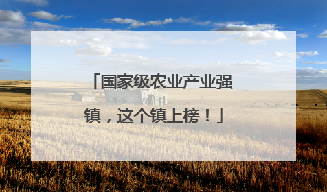国家级农业产业强镇，这个镇上榜！