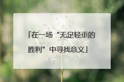 在一场“无足轻重的胜利”中寻找意义