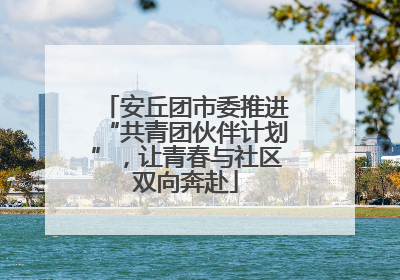 安丘团市委推进“共青团伙伴计划”，让青春与社区双向奔赴