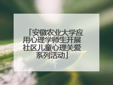安徽农业大学应用心理学师生开展社区儿童心理关爱系列活动