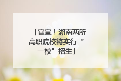 官宣！湖南两所高职院校将实行“一校”招生