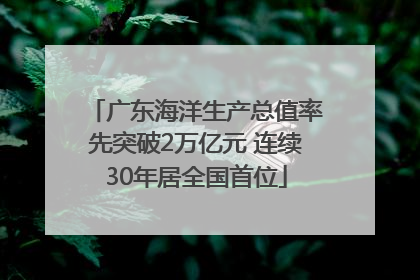 广东海洋生产总值率先突破2万亿元 连续30年居全国首位