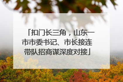 扣门长三角，山东一市市委书记、市长接连带队招商谋深度对接