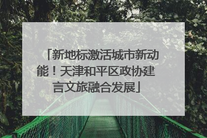 新地标激活城市新动能！天津和平区政协建言文旅融合发展