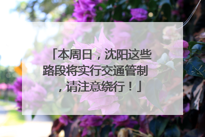 本周日，沈阳这些路段将实行交通管制，请注意绕行！