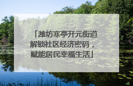 潍坊寒亭开元街道解锁社区经济密码，赋能居民幸福生活