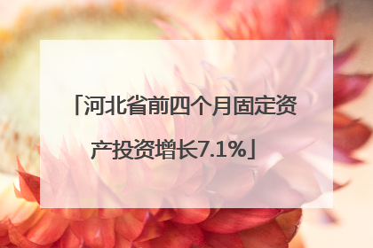 河北省前四个月固定资产投资增长7.1%