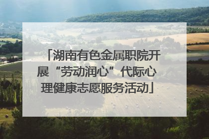 湖南有色金属职院开展“劳动润心”代际心理健康志愿服务活动