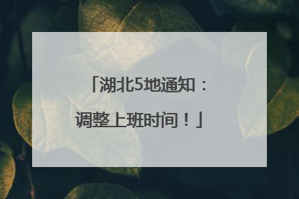 湖北5地通知：调整上班时间！