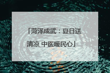 菏泽成武：夏日送清凉 中医暖民心