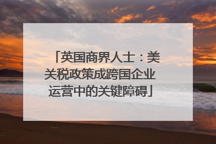 英国商界人士：美关税政策成跨国企业运营中的关键障碍
