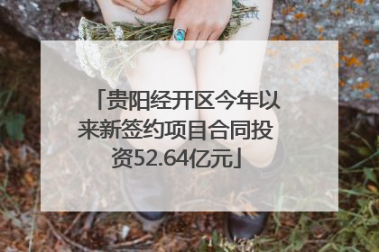 贵阳经开区今年以来新签约项目合同投资52.64亿元