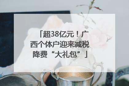 超38亿元！广西个体户迎来减税降费“大礼包”