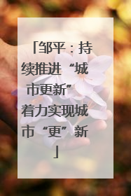 邹平：持续推进“城市更新” 着力实现城市“更”新