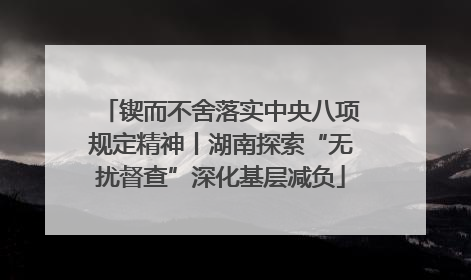 锲而不舍落实中央八项规定精神丨湖南探索“无扰督查”深化基层减负