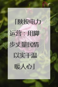 陕投电力运营：用脚步丈量民情 以实干温暖人心