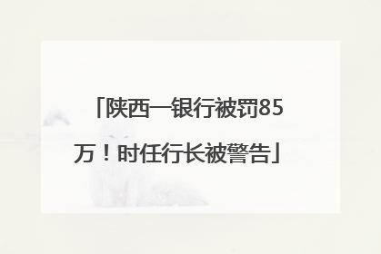 陕西一银行被罚85万！时任行长被警告