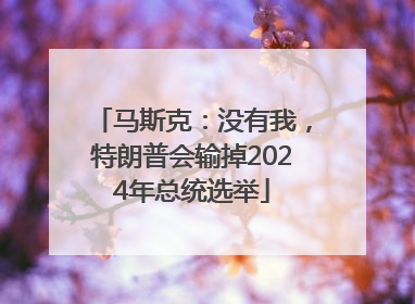 马斯克：没有我，特朗普会输掉2024年总统选举