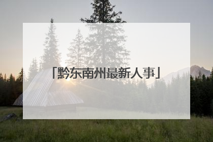 黔东南州最新人事