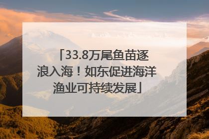 33.8万尾鱼苗逐浪入海！如东促进海洋渔业可持续发展